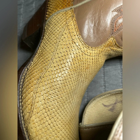 Justin Vintage Genuine Snakeskin Two-Tone Leather Cowboy Boots size 5.5B NWT - Picture 5 of 15
